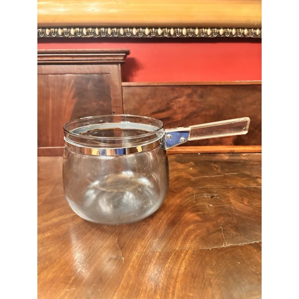 Vintage Pyrex Flameware Blue Tint Glass Saucepan Double Boiler Insert